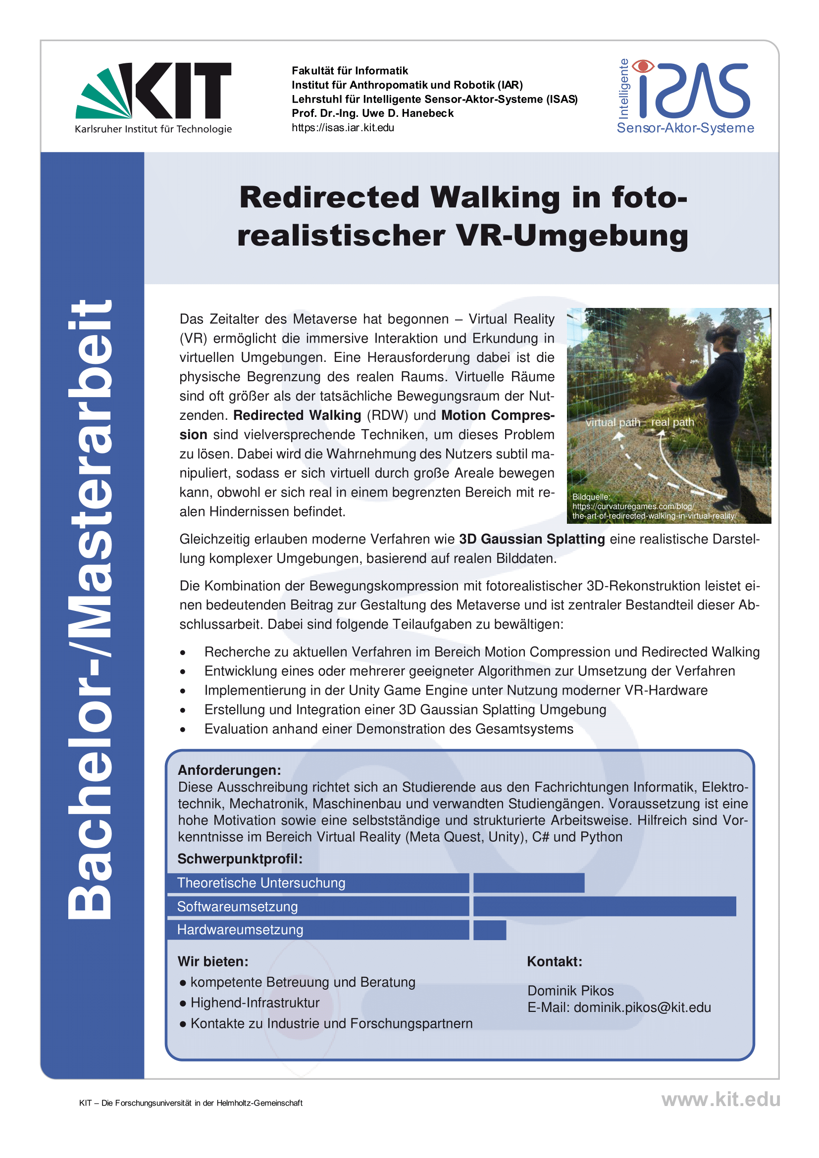 Redirected Walking in fotorealistischer VR-Umgebung
