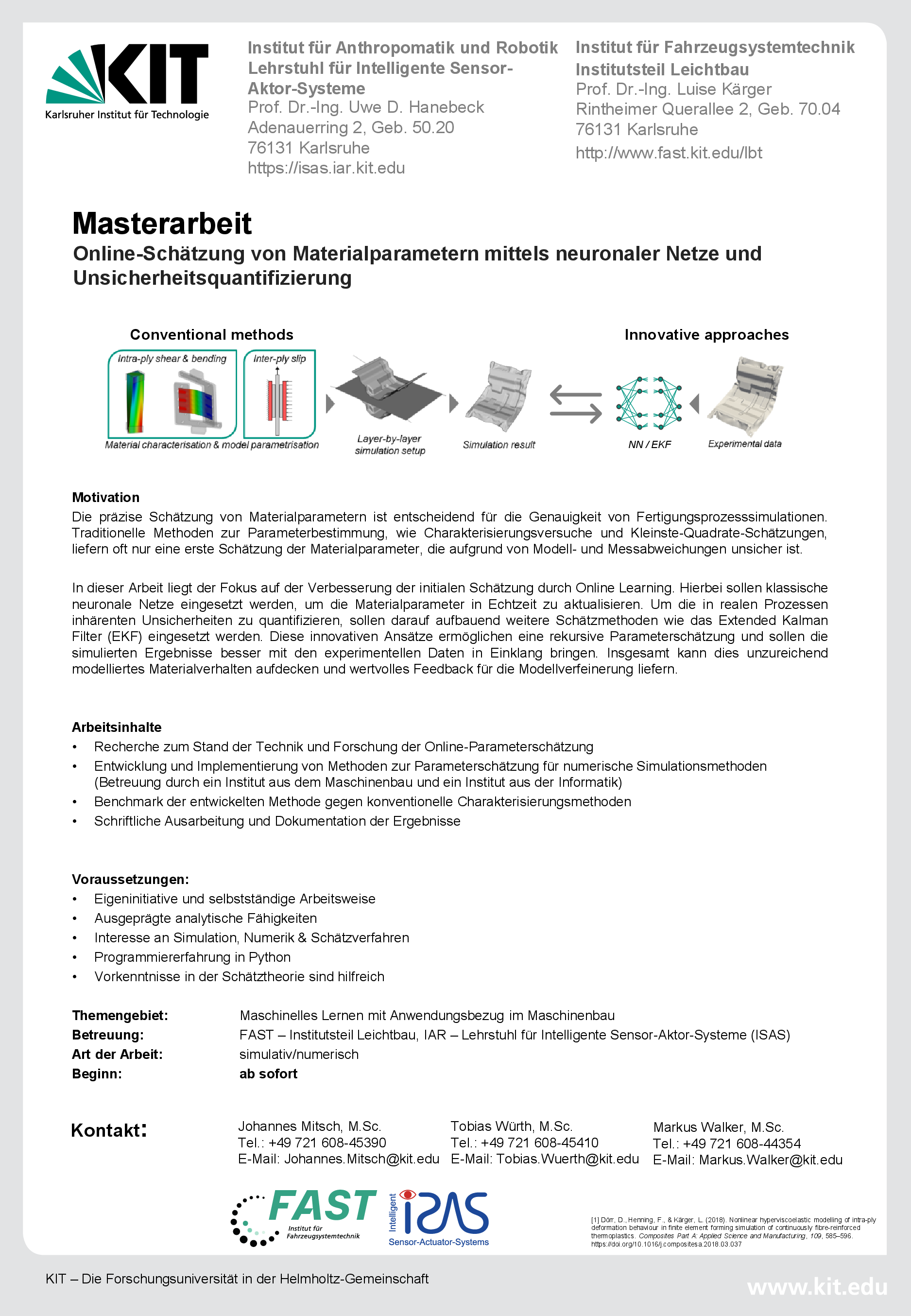 Online-Schätzung von Materialparametern mittels neuronaler Netze und
Unsicherheitsquantifizierung